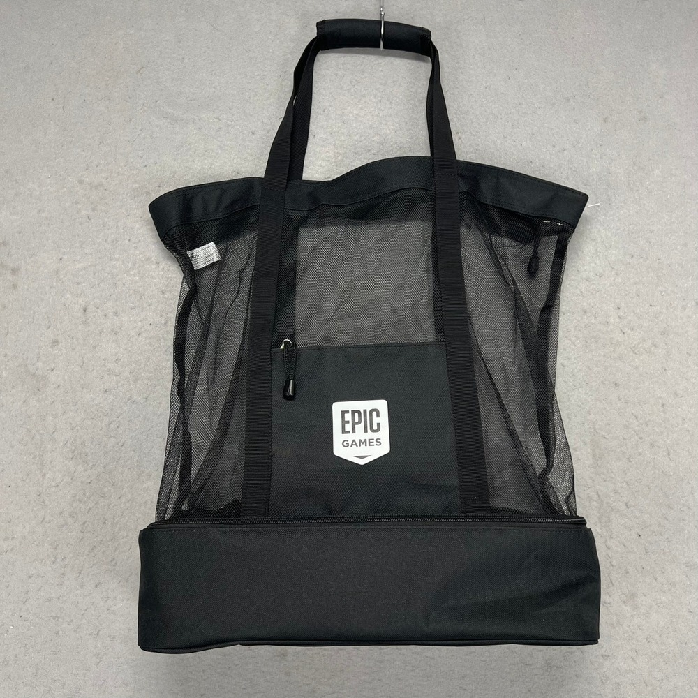 Epic Games Black Mesh Tote Bag Insulated Cooler Bottom Gears of War Fortnite EUC